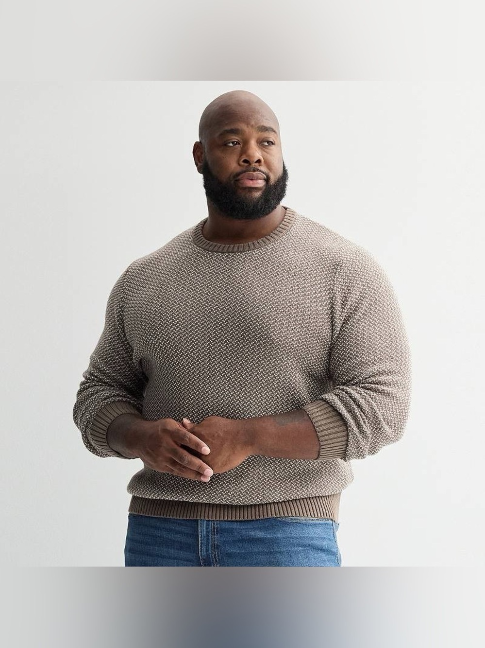 Big & Tall 4XB Sonoma Goods for Life Birdseye Crewneck Sweater, Men's brown